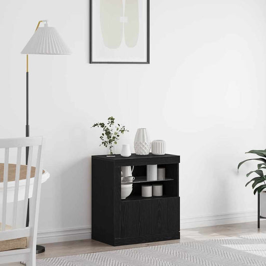 HKH Aparador Moderno de Madera Procesada con Luces LED - Negro