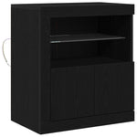 HKH Aparador Moderno de Madera Procesada con Luces LED - Negro