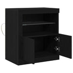 HKH Aparador Moderno de Madera Procesada con Luces LED - Negro