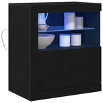 HKH Aparador Moderno de Madera Procesada con Luces LED - Negro