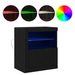 HKH Aparador Moderno de Madera Procesada con Luces LED - Negro