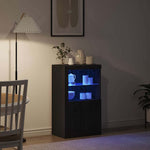 Aparador HKH con luces LED en roble - Negro