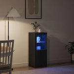 HKH Aparador Alto em Madeira Processada com Luzes Led - Preto
