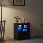 HKH Aparador Moderno de Madera Procesada con Luces LED - Negro