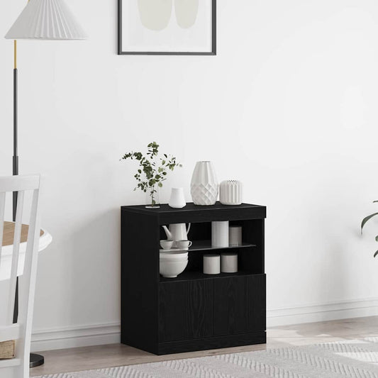 HKH Aparador Moderno de Madera Procesada con Luces LED - Negro