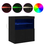 HKH Aparador Moderno de Madera Procesada con Luces LED - Negro