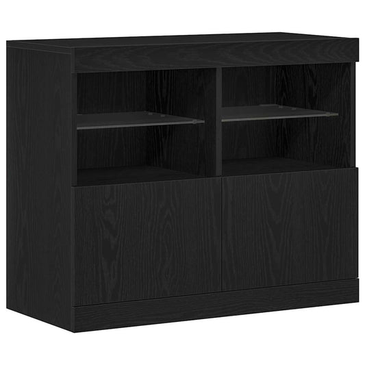 HKH Aparador Moderno de Madera Procesada con Luces LED - Negro