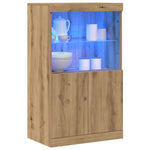 HKH Aparador Alto de Madera Procesada con Luces Led - Marrón