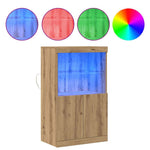 HKH Aparador Alto de Madera Procesada con Luces Led - Marrón
