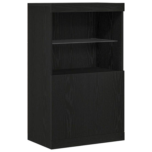 Aparador alto de madera procesada con luces led HKH - Negro