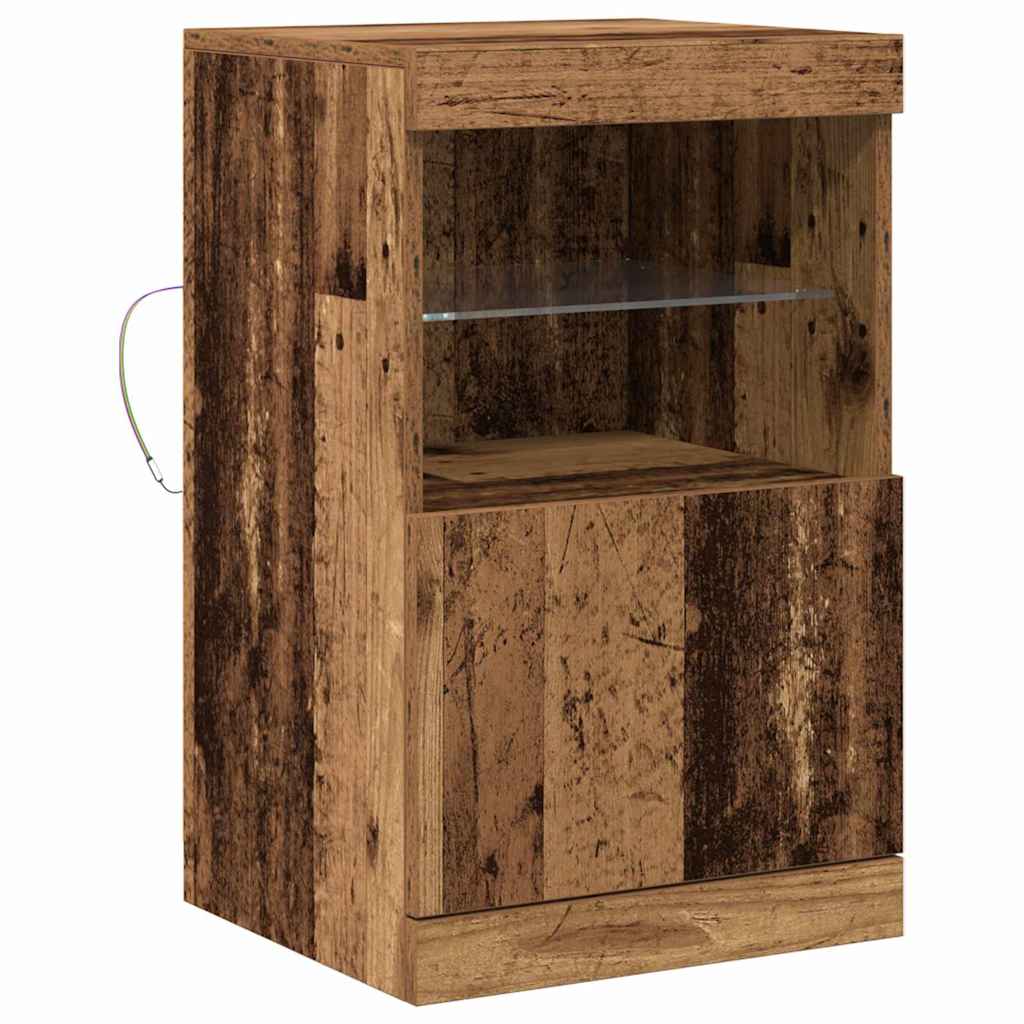Aparador moderno de madera procesada HKH con luces LED - Madera envejecida