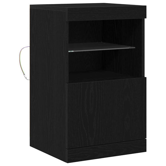 HKH Aparador Moderno de Madera Procesada con Luces LED - Roble Negro