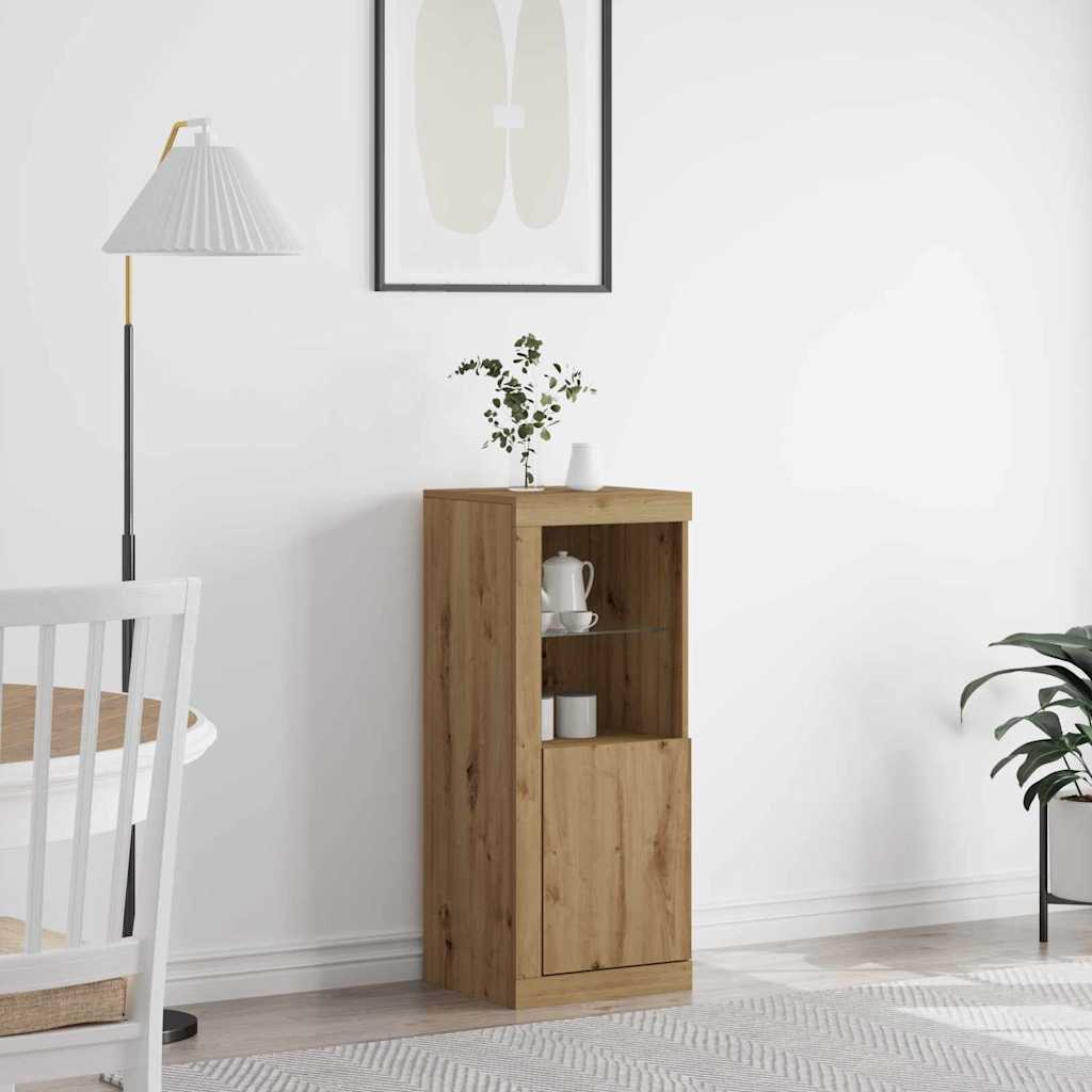 HKH Aparador Alto en Madera Procesada con Luces Led - Roble Artesanal