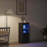 Aparador alto HKH de madera procesada con luces led - Roble negro