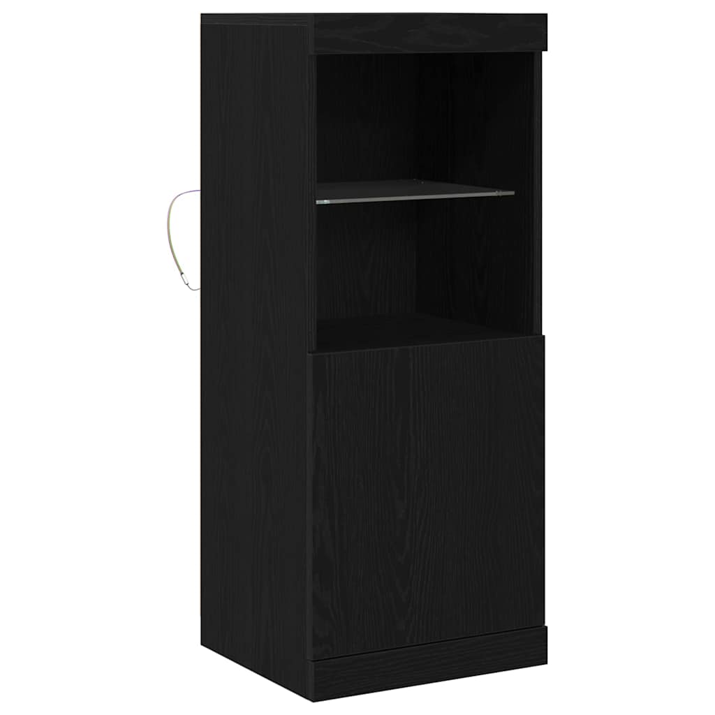Aparador alto HKH de madera procesada con luces led - Roble negro