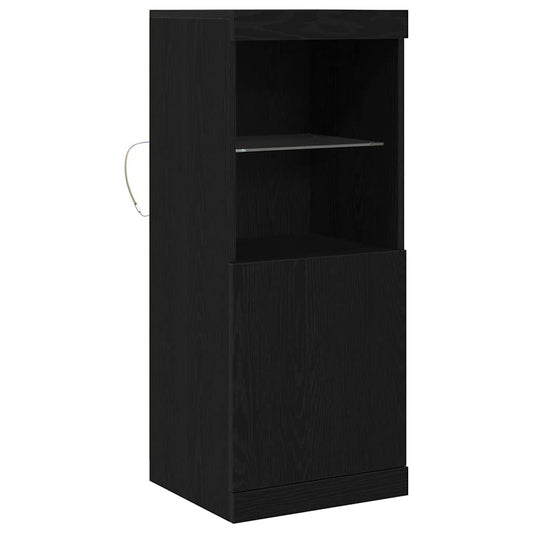 Aparador alto HKH de madera procesada con luces led - Roble negro