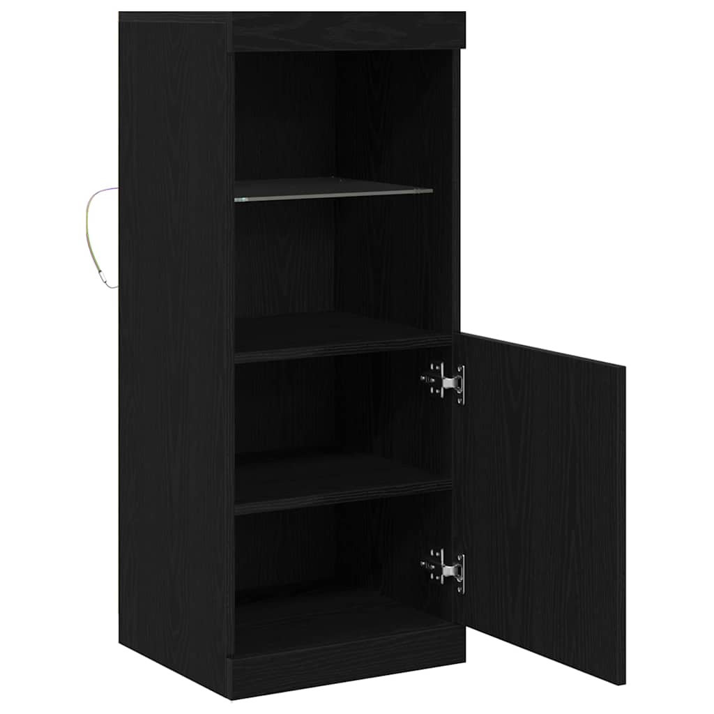Aparador alto HKH de madera procesada con luces led - Roble negro