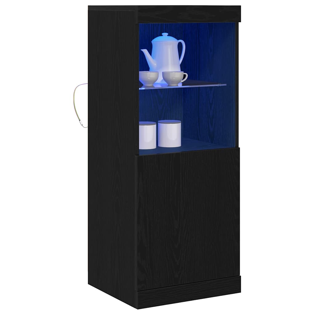Aparador alto HKH de madera procesada con luces led - Roble negro