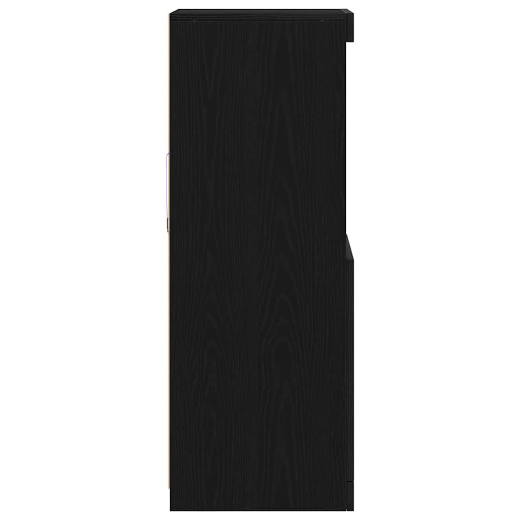 Aparador alto HKH de madera procesada con luces led - Roble negro
