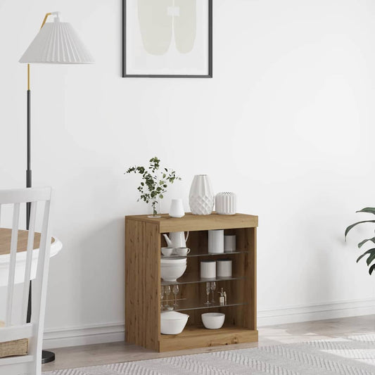 HKH Aparador Moderno de Madera Procesada con Luces LED - Roble Artesanal