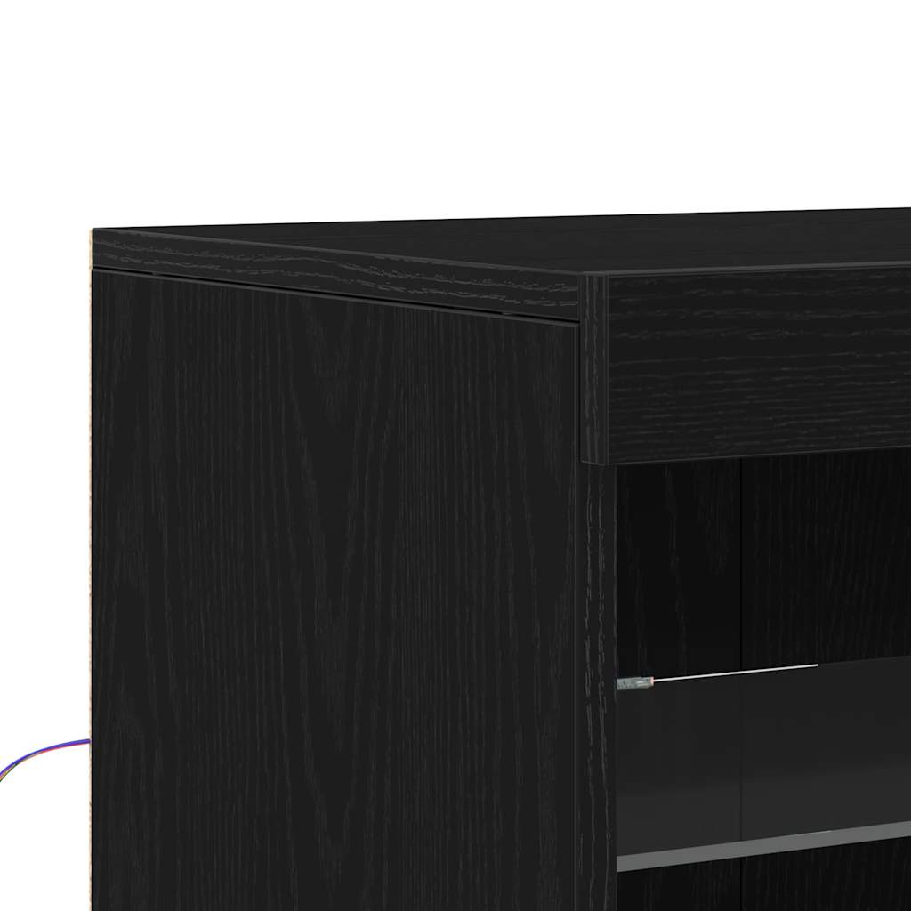 HKH Aparador Moderno de Madera Procesada con Luces LED - Roble Negro