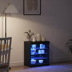 HKH Aparador Moderno de Madera Procesada con Luces LED - Roble Negro