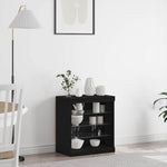 HKH Aparador Moderno de Madera Procesada con Luces LED - Roble Negro