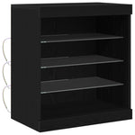 HKH Aparador Moderno de Madera Procesada con Luces LED - Roble Negro
