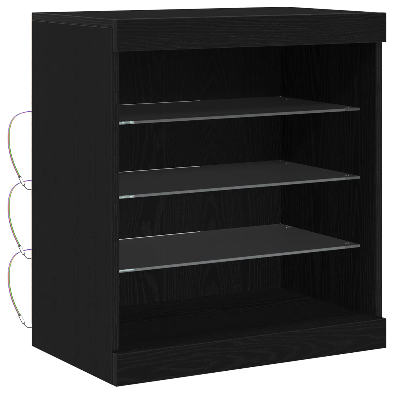 HKH Aparador Moderno de Madera Procesada con Luces LED - Roble Negro