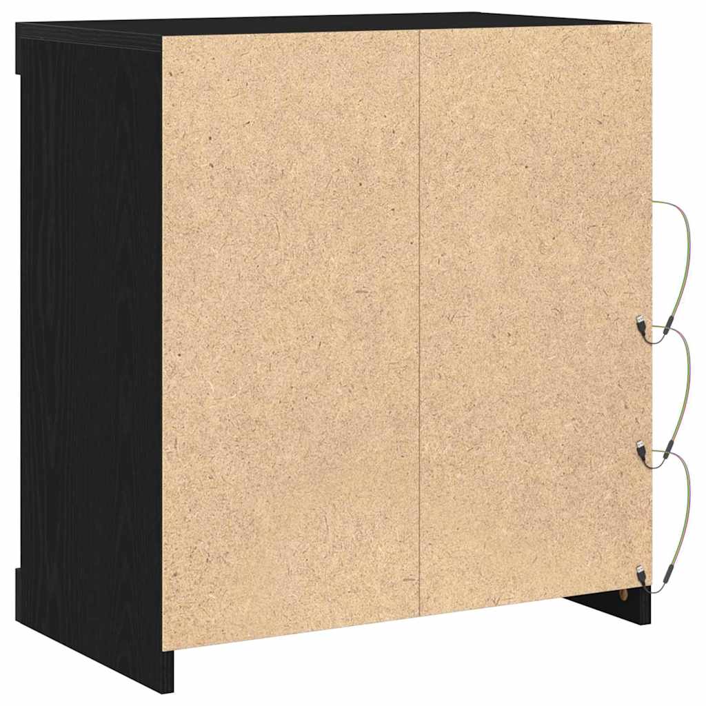 HKH Aparador Moderno de Madera Procesada con Luces LED - Roble Negro
