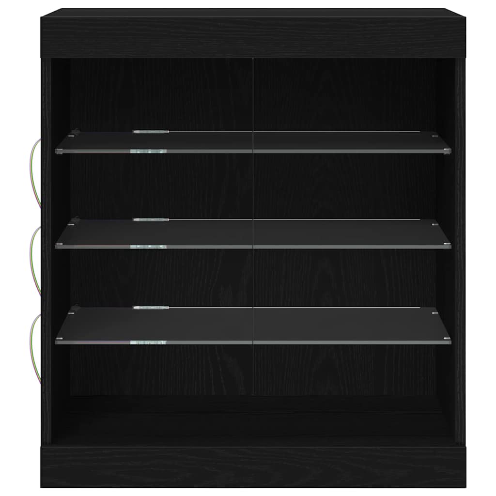 HKH Aparador Moderno de Madera Procesada con Luces LED - Roble Negro