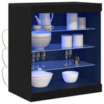 HKH Aparador Moderno de Madera Procesada con Luces LED - Roble Negro