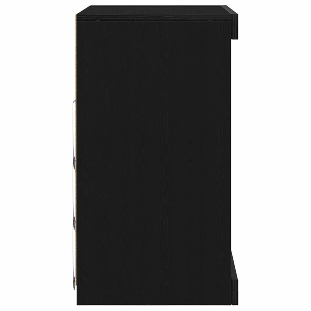 HKH Aparador Moderno de Madera Procesada con Luces LED - Roble Negro