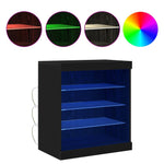 HKH Aparador Moderno de Madera Procesada con Luces LED - Roble Negro