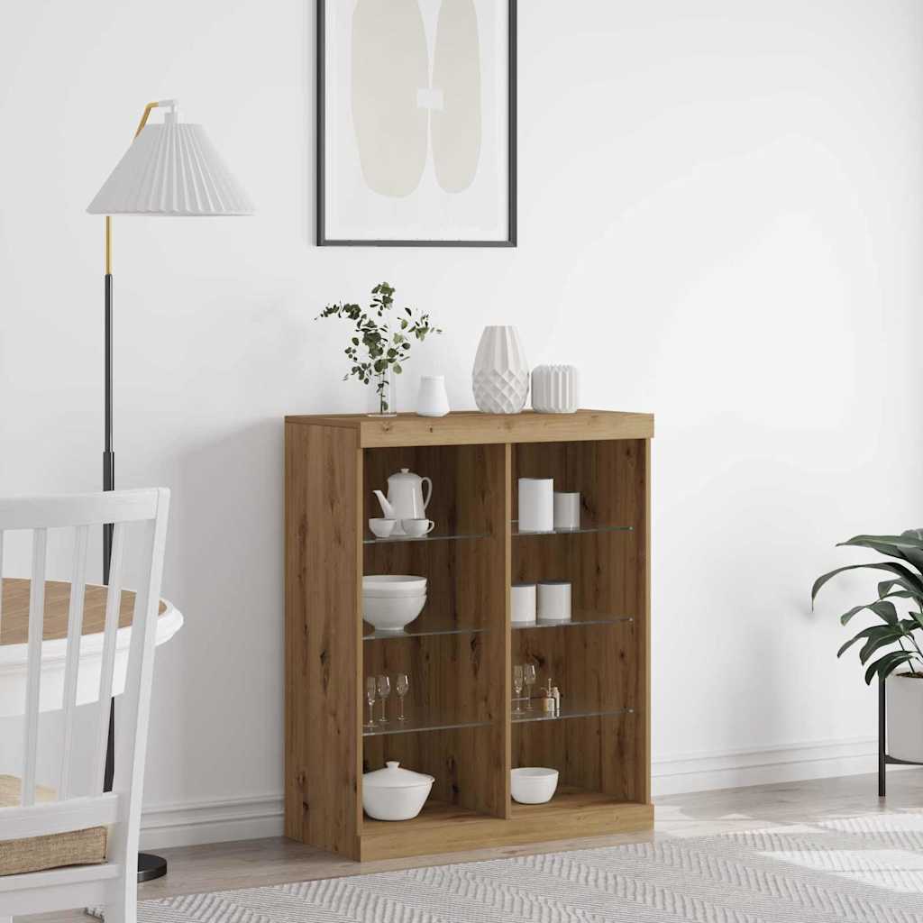 HKH Aparador Alto en Madera Procesada con Luces Led - Roble Artesanal