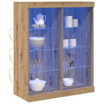 HKH Aparador Alto em Madeira Processada com Luzes Led - Carvalho Artesanal
