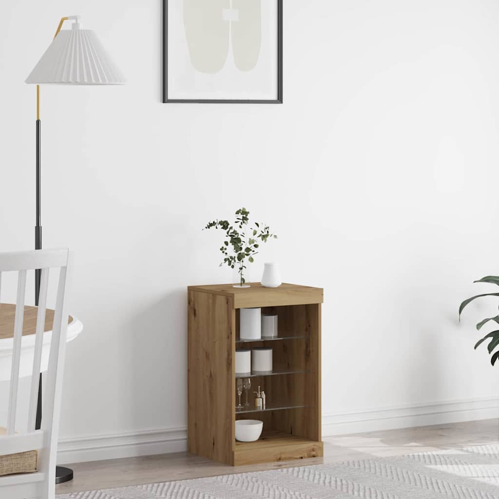 HKH Aparador Moderno de Madera Procesada con Luces LED - Roble Artesanal
