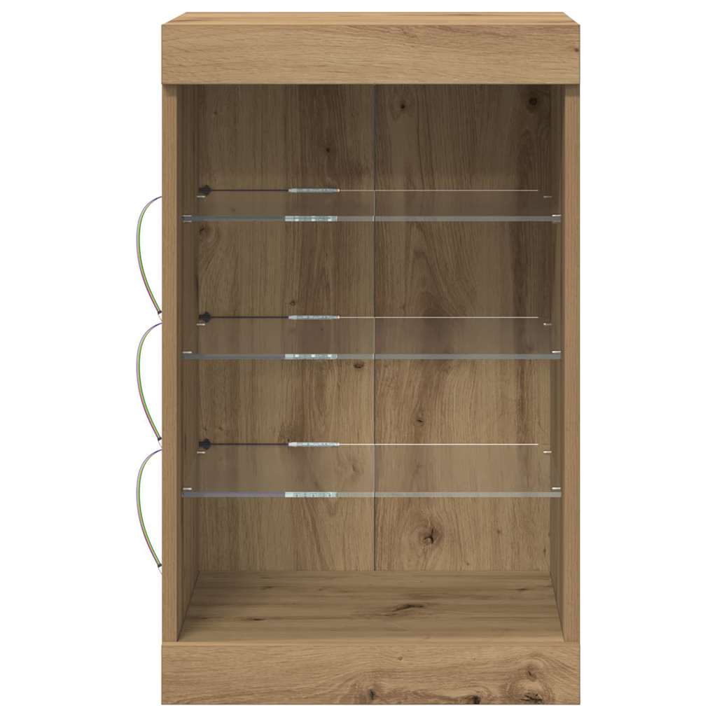HKH Aparador Moderno de Madera Procesada con Luces LED - Roble Artesanal