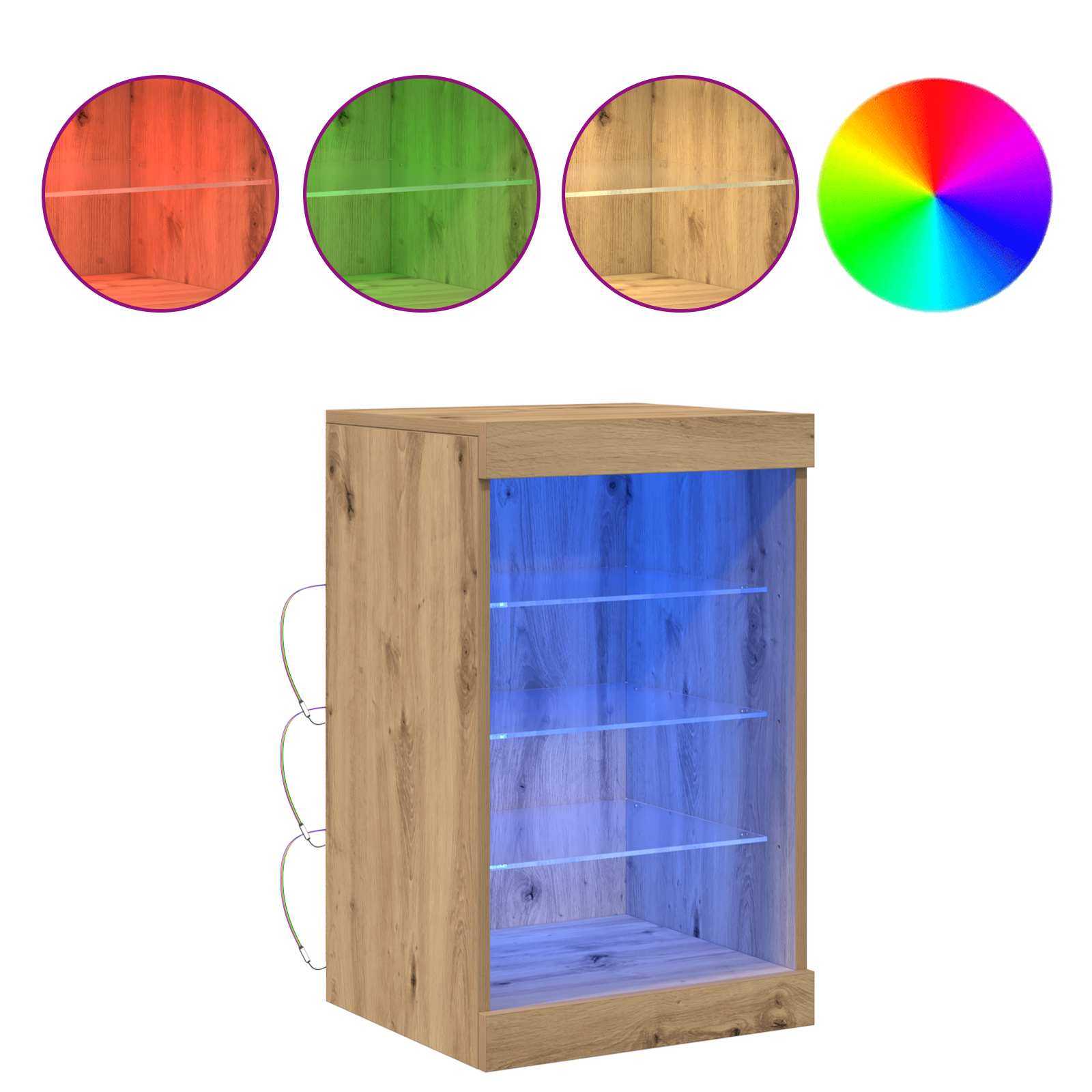 HKH Aparador Moderno de Madera Procesada con Luces LED - Roble Artesanal