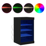HKH Aparador Moderno de Madera Procesada con Luces LED - Roble Negro