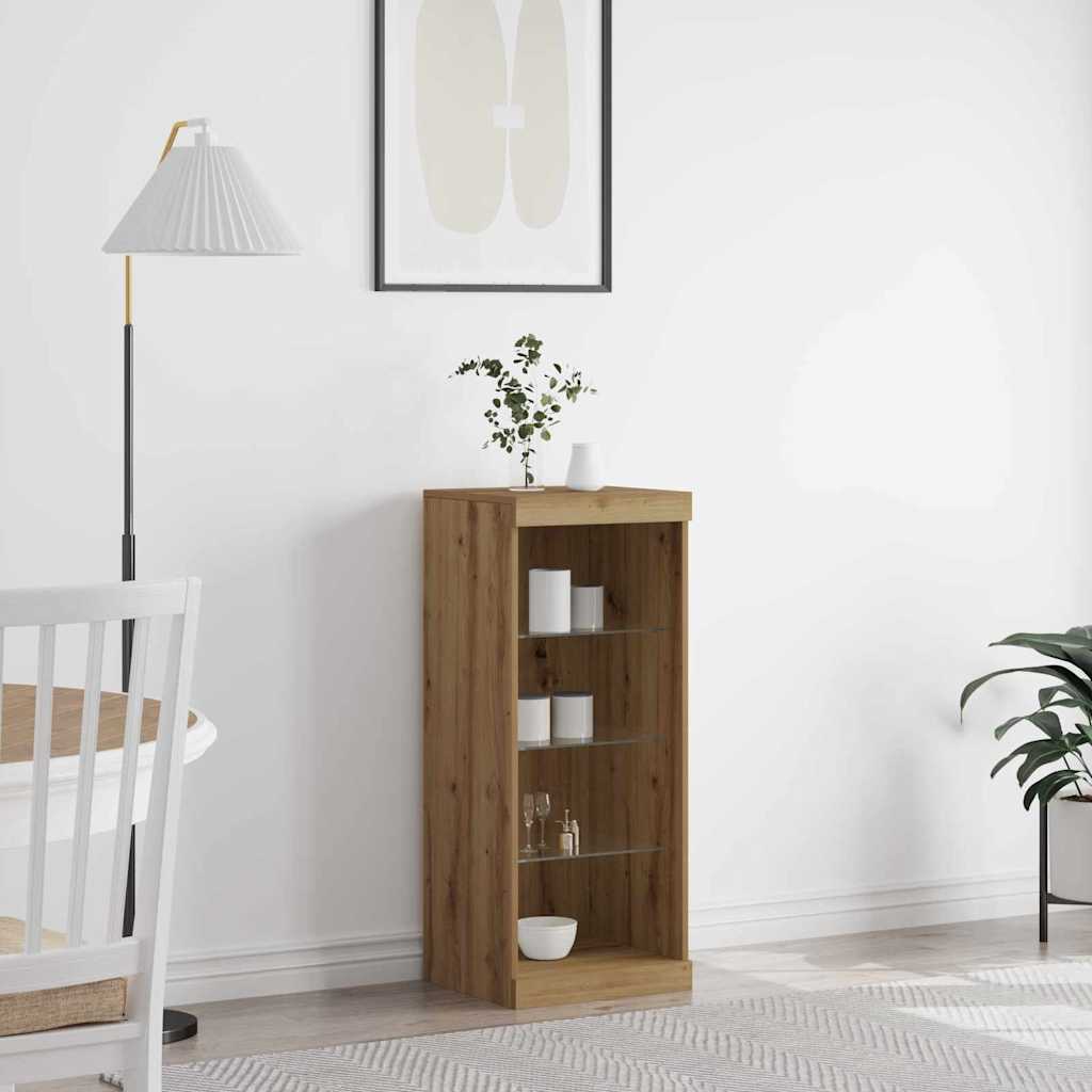 HKH Aparador Alto en Madera Procesada con Luces Led - Roble Artesanal