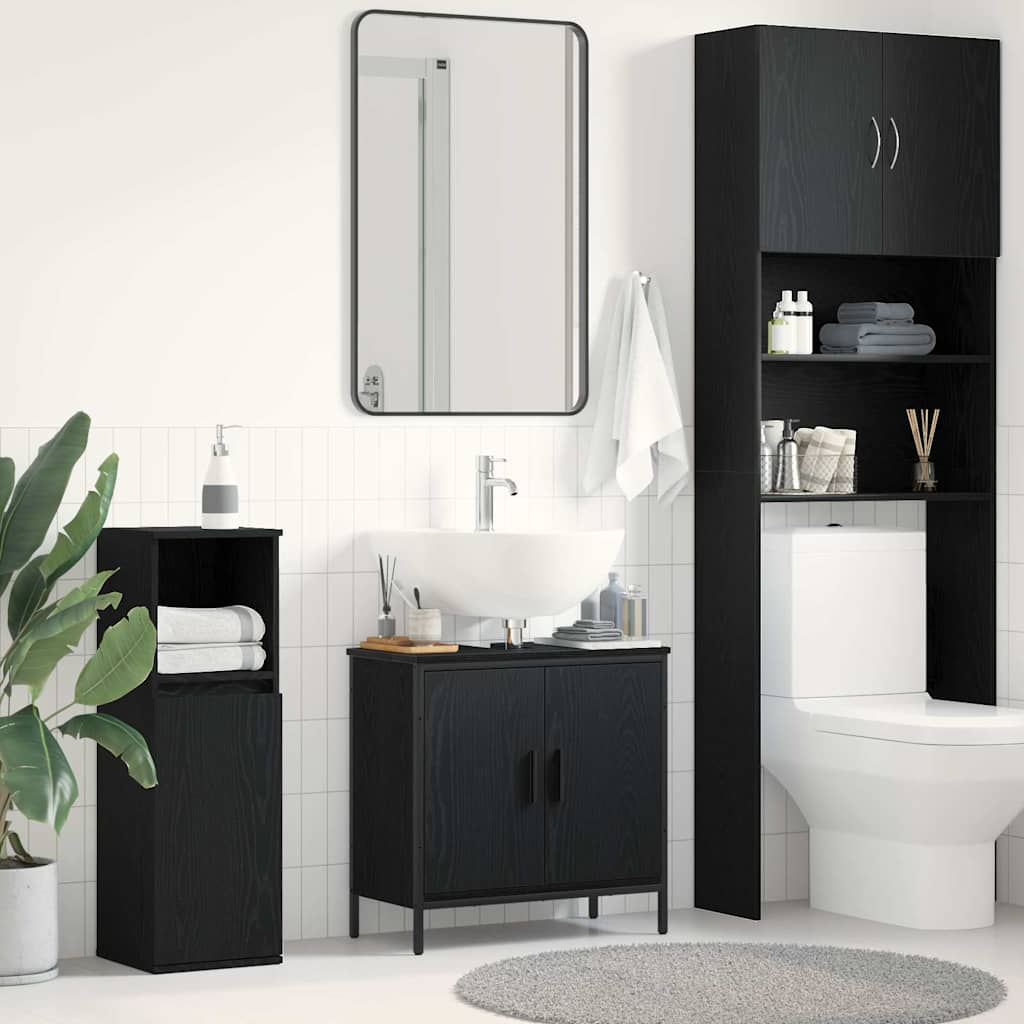 HKH Armario de lavabo de baño de roble - Negro