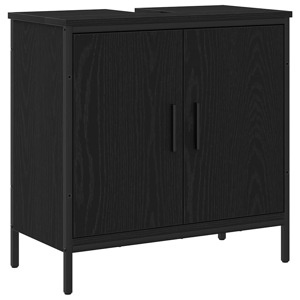 HKH Armario de lavabo de baño de roble - Negro