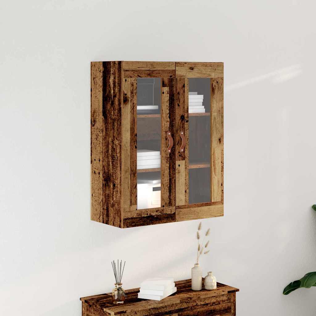 HKH Armario de pared moderno de madera procesada con 2 puertas - Madera antigua