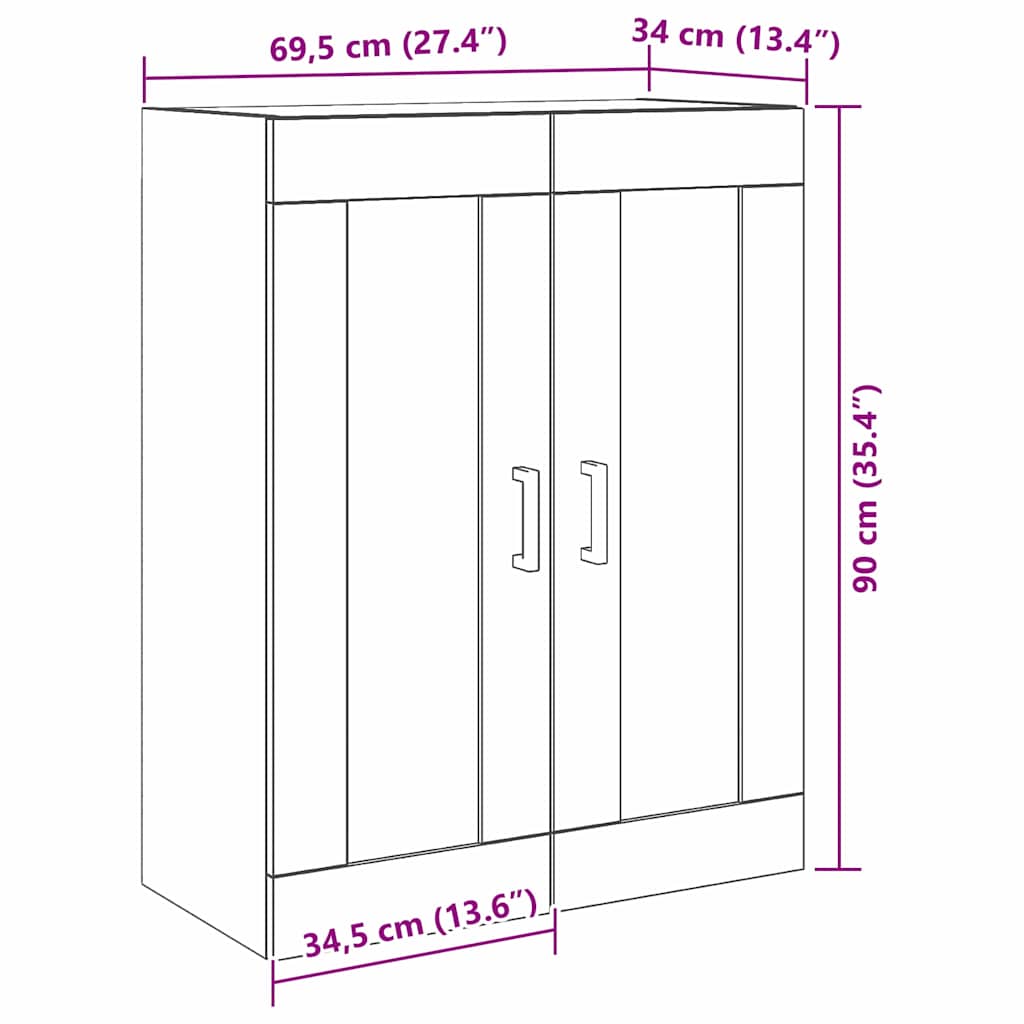 HKH Armario de Pared Moderno de Madera Procesada con 2 Puertas - Roble Artesanal
