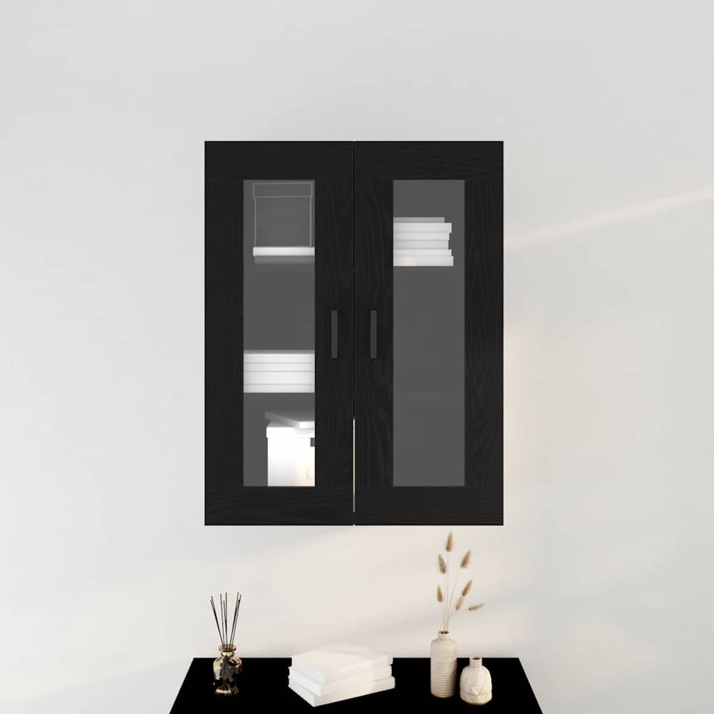 HKH Armario de Pared Moderno de Madera Procesada con 2 Puertas - Roble Negro