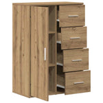 HKH Aparador Moderno en Madera Procesada con 1 Puerta y 4 Cajones - Roble Artesanal