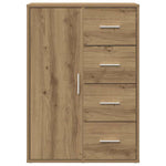 HKH Aparador Moderno en Madera Procesada con 1 Puerta y 4 Cajones - Roble Artesanal