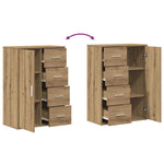 HKH Aparador Moderno en Madera Procesada con 1 Puerta y 4 Cajones - Roble Artesanal