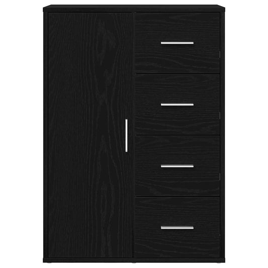 HKH Aparador Moderno de Madera Procesada con 1 Puerta y 4 Cajones - Roble Negro
